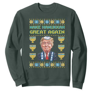 Funny Hanukkah Trump Sweatshirt Make Hanukkah Great Again TS09 Dark Forest Green Print Your Wear