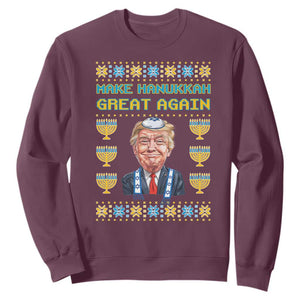 Funny Hanukkah Trump Sweatshirt Make Hanukkah Great Again TS09 Maroon Print Your Wear