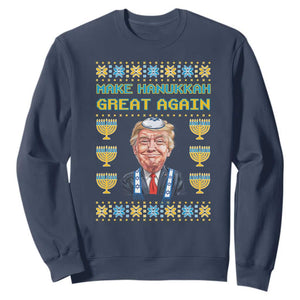 Funny Hanukkah Trump Sweatshirt Make Hanukkah Great Again TS09 Navy Print Your Wear