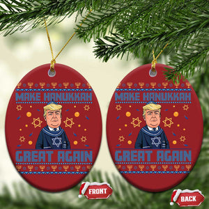 Funny Make Hanukkah Great Again Trump Christmas Ornament TS09 Oval Red Print Your Wear