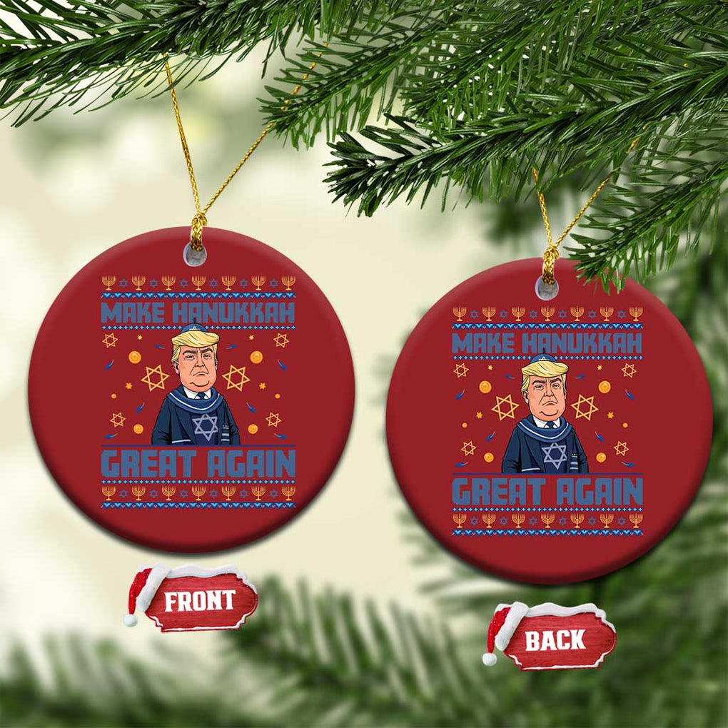 Funny Make Hanukkah Great Again Trump Christmas Ornament TS09 Circle Red Print Your Wear