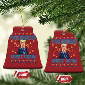 Funny Make Hanukkah Great Again Trump Christmas Ornament TS09 Bell Flake Red Print Your Wear