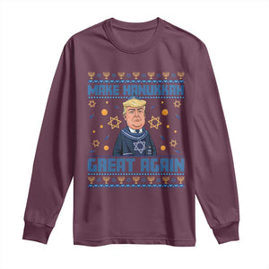 Funny Make Hanukkah Great Again Trump Long Sleeve Shirt TS09 Maroon Print Your Wear