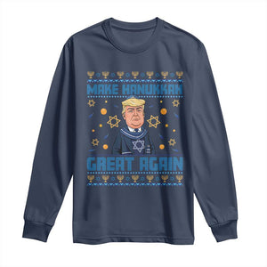 Funny Make Hanukkah Great Again Trump Long Sleeve Shirt TS09 Navy Print Your Wear