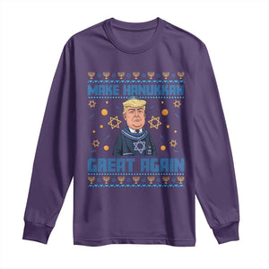 Funny Make Hanukkah Great Again Trump Long Sleeve Shirt TS09 Purple Print Your Wear