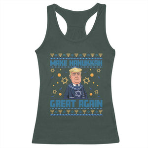 Funny Make Hanukkah Great Again Trump Racerback Tank Top TS09 Dark Forest Green Print Your Wear