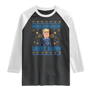 Funny Make Hanukkah Great Again Trump Raglan Shirt TS09 Black White Print Your Wear