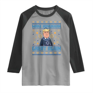 Funny Make Hanukkah Great Again Trump Raglan Shirt TS09 Sport Gray Black Print Your Wear