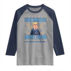 Funny Make Hanukkah Great Again Trump Raglan Shirt TS09 Sport Gray Navy Print Your Wear