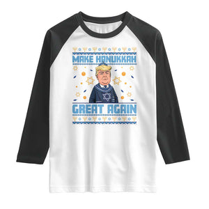 Funny Make Hanukkah Great Again Trump Raglan Shirt TS09 White Black Print Your Wear