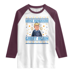 Funny Make Hanukkah Great Again Trump Raglan Shirt TS09 White Maroon Print Your Wear