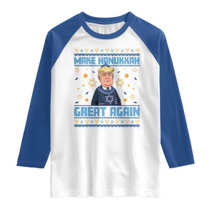 Funny Make Hanukkah Great Again Trump Raglan Shirt TS09 White Royal Print Your Wear