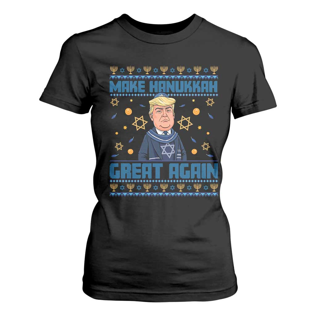 Funny Make Hanukkah Great Again Trump T Shirt For Women TS09 Black Print Your Wear