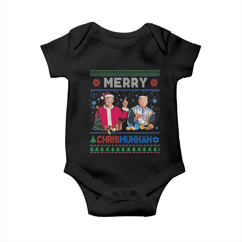 Funny Trump Dancing Merry Christmas Happy Hanukkahh Baby Onesie TS09 Black Print Your Wear