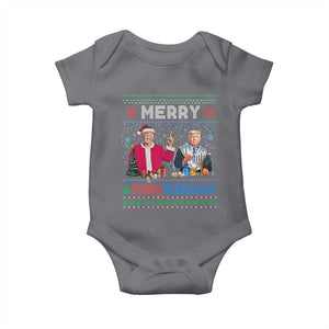 Funny Trump Dancing Merry Christmas Happy Hanukkahh Baby Onesie TS09 Charcoal Print Your Wear