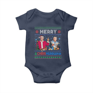 Funny Trump Dancing Merry Christmas Happy Hanukkahh Baby Onesie TS09 Navy Print Your Wear