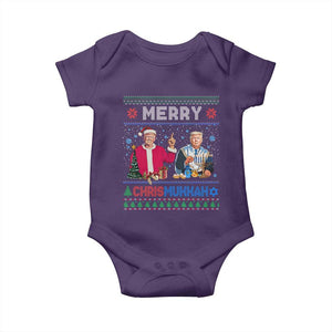 Funny Trump Dancing Merry Christmas Happy Hanukkahh Baby Onesie TS09 Purple Print Your Wear