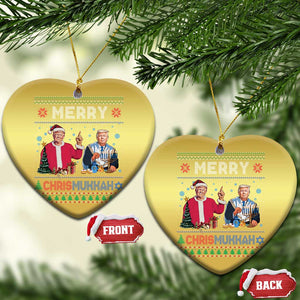 Funny Trump Dancing Merry Christmas Happy Hanukkahh Christmas Ornament TS09 Heart Gold Print Your Wear