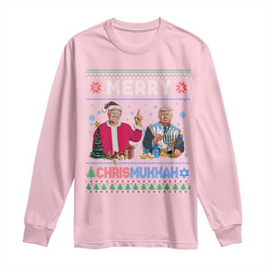 Funny Trump Dancing Merry Christmas Happy Hanukkahh Long Sleeve Shirt TS09 Light Pink Print Your Wear