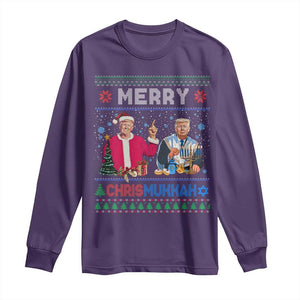 Funny Trump Dancing Merry Christmas Happy Hanukkahh Long Sleeve Shirt TS09 Purple Print Your Wear