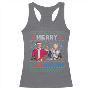 Funny Trump Dancing Merry Christmas Happy Hanukkahh Racerback Tank Top TS09 Charcoal Print Your Wear