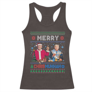 Funny Trump Dancing Merry Christmas Happy Hanukkahh Racerback Tank Top TS09 Dark Chocolate Print Your Wear