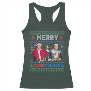 Funny Trump Dancing Merry Christmas Happy Hanukkahh Racerback Tank Top TS09 Dark Forest Green Print Your Wear