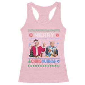 Funny Trump Dancing Merry Christmas Happy Hanukkahh Racerback Tank Top TS09 Light Pink Print Your Wear