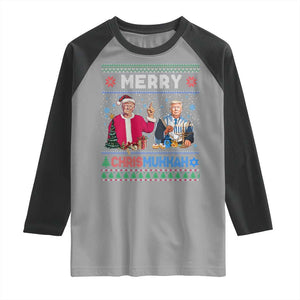 Funny Trump Dancing Merry Christmas Happy Hanukkahh Raglan Shirt TS09 Sport Gray Black Print Your Wear