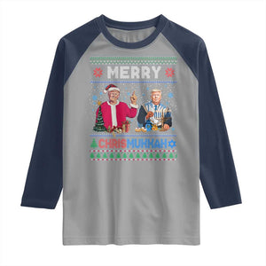 Funny Trump Dancing Merry Christmas Happy Hanukkahh Raglan Shirt TS09 Sport Gray Navy Print Your Wear