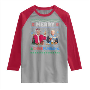 Funny Trump Dancing Merry Christmas Happy Hanukkahh Raglan Shirt TS09 Sport Gray Red Print Your Wear