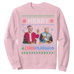 Funny Trump Dancing Merry Christmas Happy Hanukkahh Sweatshirt TS09 Light Pink Print Your Wear