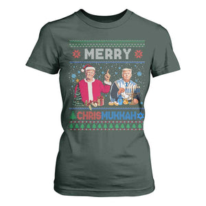 Funny Trump Dancing Merry Christmas Happy Hanukkahh T Shirt For Women TS09 Dark Forest Green Print Your Wear