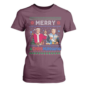 Funny Trump Dancing Merry Christmas Happy Hanukkahh T Shirt For Women TS09 Maroon Print Your Wear