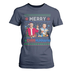 Funny Trump Dancing Merry Christmas Happy Hanukkahh T Shirt For Women TS09 Navy Print Your Wear