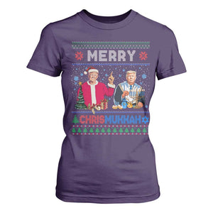 Funny Trump Dancing Merry Christmas Happy Hanukkahh T Shirt For Women TS09 Purple Print Your Wear