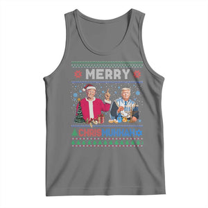 Funny Trump Dancing Merry Christmas Happy Hanukkahh Tank Top TS09 Black Heather Print Your Wear