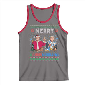 Funny Trump Dancing Merry Christmas Happy Hanukkahh Tank Top TS09 Deep Heather Red Print Your Wear