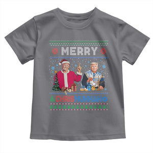 Funny Trump Dancing Merry Christmas Happy Hanukkahh Toddler T Shirt TS09 Charcoal Print Your Wear