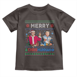 Funny Trump Dancing Merry Christmas Happy Hanukkahh Toddler T Shirt TS09 Dark Chocolate Print Your Wear