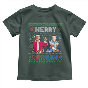 Funny Trump Dancing Merry Christmas Happy Hanukkahh Toddler T Shirt TS09 Dark Forest Green Print Your Wear