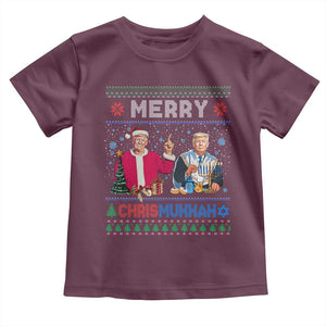 Funny Trump Dancing Merry Christmas Happy Hanukkahh Toddler T Shirt TS09 Maroon Print Your Wear