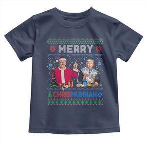 Funny Trump Dancing Merry Christmas Happy Hanukkahh Toddler T Shirt TS09 Navy Print Your Wear