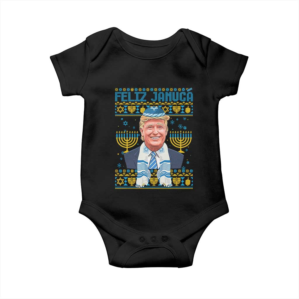 Funny Hanukkah Trump Baby Onesie Feliz Januca Jewish Sephardic Ladino TS09 Black Print Your Wear