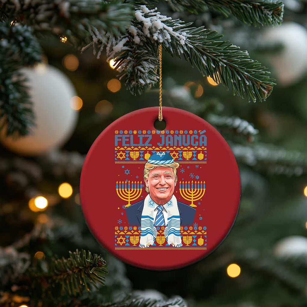 Funny Hanukkah Trump Christmas Ornament Feliz Januca Jewish Sephardic Ladino TS09 Print Your Wear