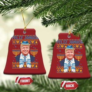 Funny Hanukkah Trump Christmas Ornament Feliz Januca Jewish Sephardic Ladino TS09 Bell Flake Red Print Your Wear