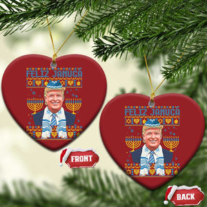 Funny Hanukkah Trump Christmas Ornament Feliz Januca Jewish Sephardic Ladino TS09 Heart Red Print Your Wear