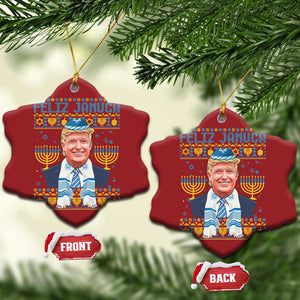 Funny Hanukkah Trump Christmas Ornament Feliz Januca Jewish Sephardic Ladino TS09 Snow Flake Red Print Your Wear