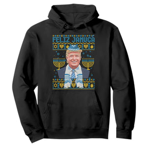 Funny Hanukkah Trump Hoodie Feliz Januca Jewish Sephardic Ladino TS09 Black Print Your Wear