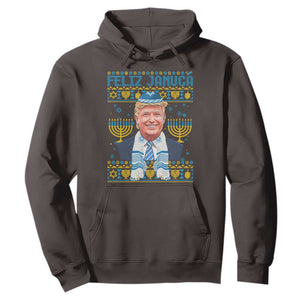 Funny Hanukkah Trump Hoodie Feliz Januca Jewish Sephardic Ladino TS09 Dark Chocolate Print Your Wear